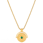 Green Stone Coin Pendant Necklace — Gaia
