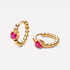 Pink Zircon Beaded Huggie Earrings — Grenadine