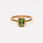 Green Glass Oval Ring, Gold PVD Steel — Olivia