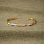 Freshwater Pearl Row Cuff Bracelet, Steel