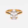 Oval Zircon Solitaire Ring, Stainless Steel