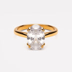 Oval Zircon Solitaire Ring, Stainless Steel