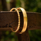 Layered Cuff Bracelet, 13 mm, 18K Gold PVD Steel — Linea