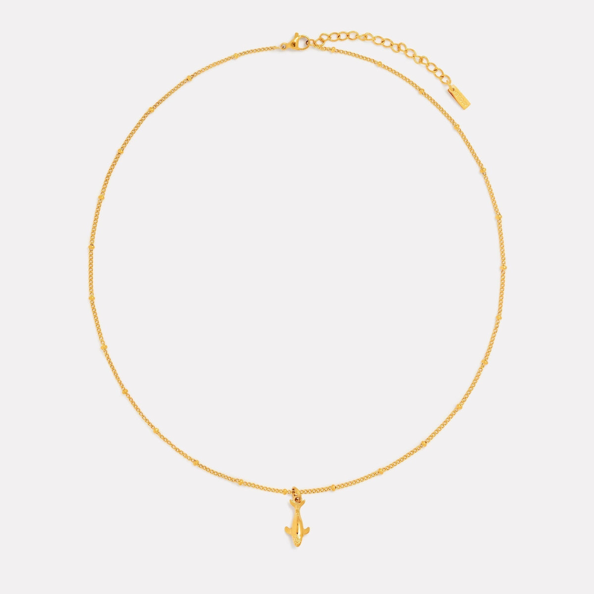 Whale Pendant Necklace, 45–50 cm, Gold PVD Steel