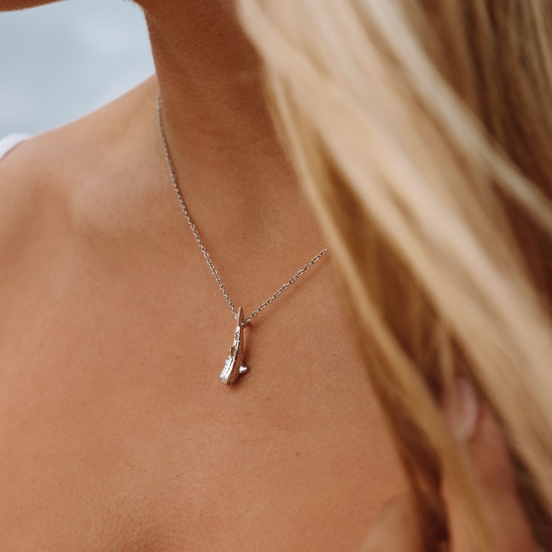 Whale Shark Pendant Necklace, 45–50 cm, Steel