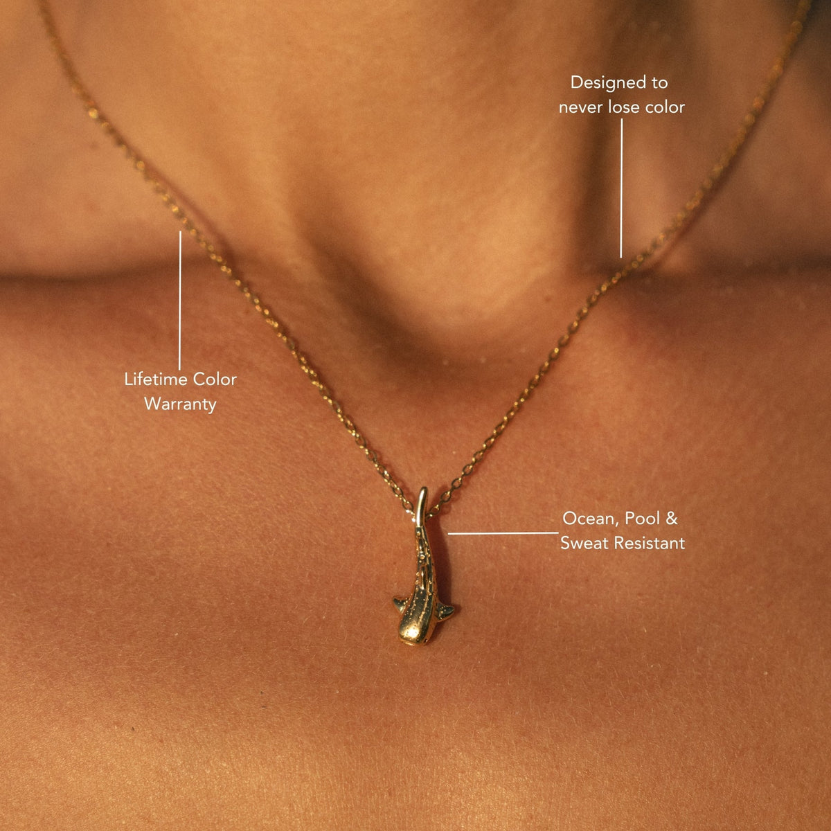 Whale Shark Pendant Necklace, 45–50 cm, Steel