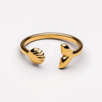 Adjustable Shell and Whale Tail Ring — Island