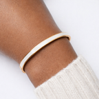 White Enamel Oval Bangle, Steel — Halo