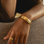 Layered Cuff Bracelet, 13 mm, 18K Gold PVD Steel — Linea