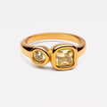 Yellow Zircon Two-Stone Swirl Ring, Stainless Steel — Zesty