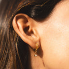 Zircon Drop Hoop Earrings, 8 mm